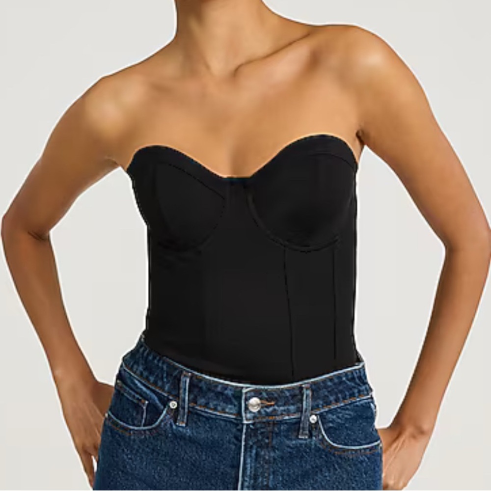 Black Strapless Corset Bodysuit